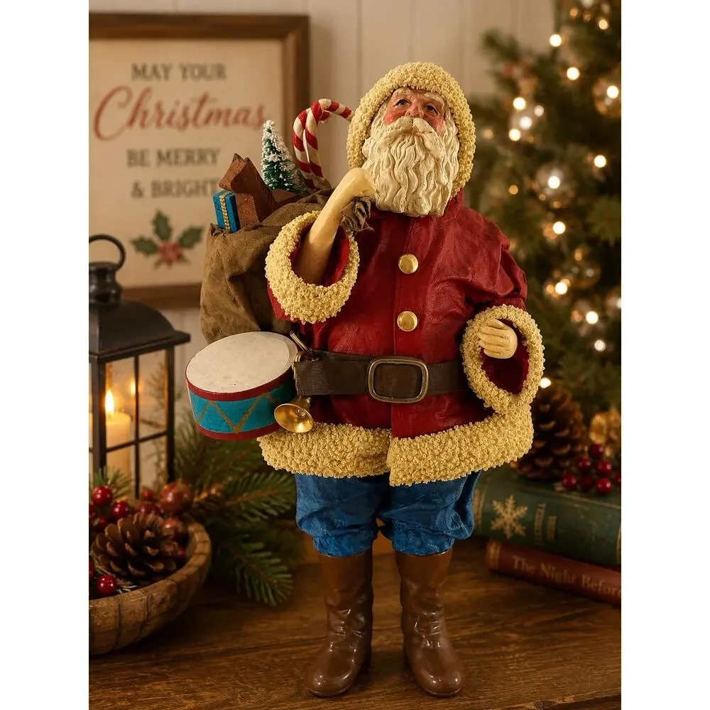 Vintage 1986 Possible Dreams Clothtique Santa 10” Drum Toy Sack Christmas Decor
